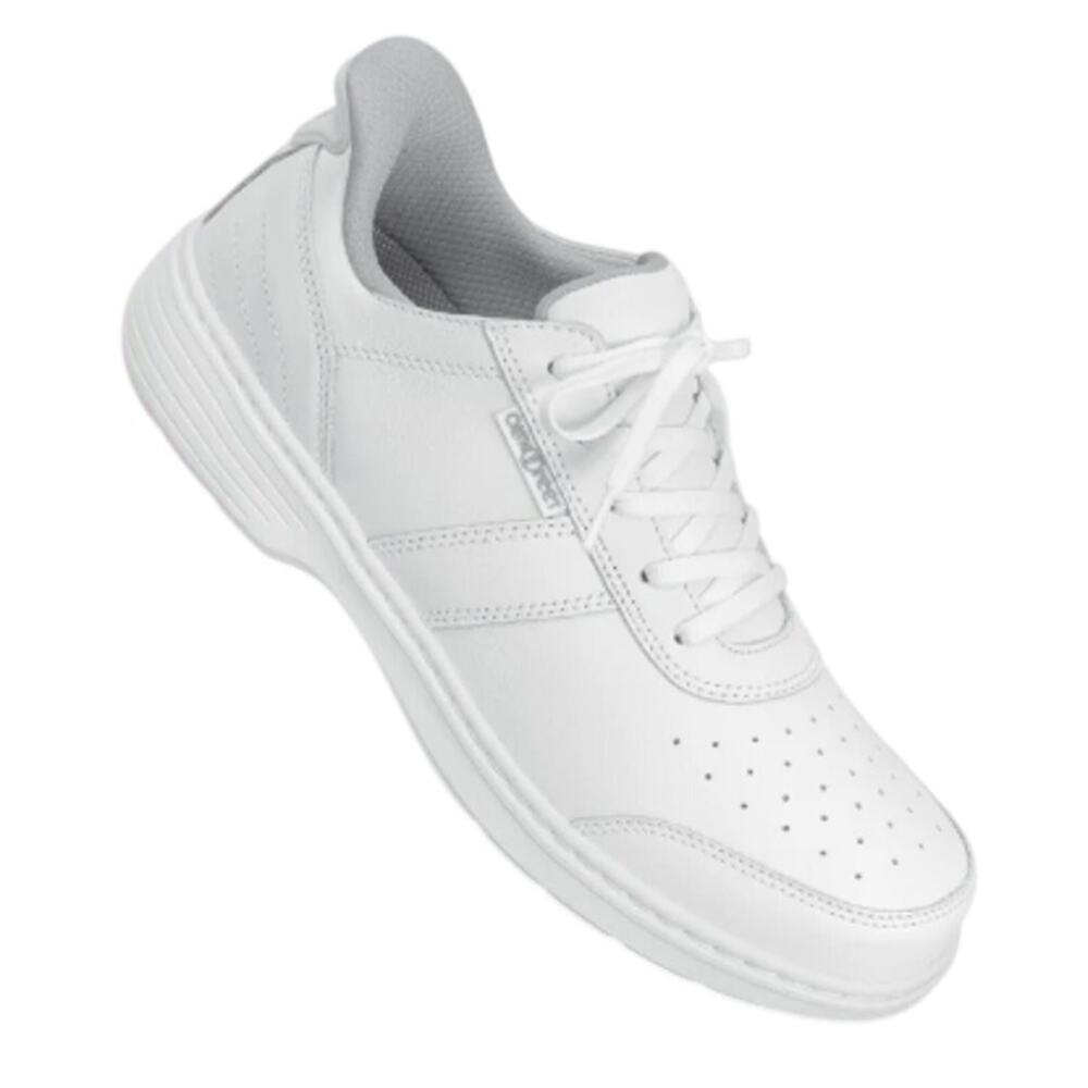 Orthofeet Men's White Pierre Hands-Free Leather Sneakers Size 10.5